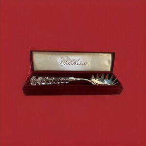JC Penney Home Collection Celebrate Lead Crystal Stainless Steel Pasta ServerNew